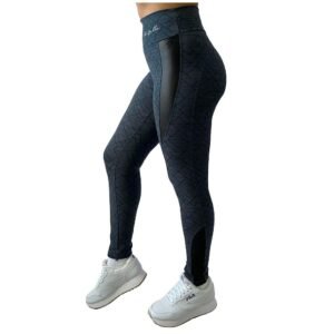 CALÇA LEGGING COM COURO LATERAL